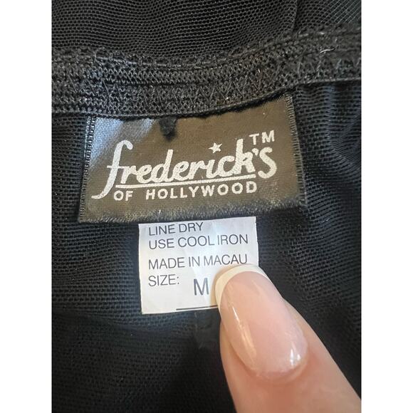 Fredricks Of Hollywood Black Underwire Semi Sheer Slip With Purple Embroidery - Picture 3 of 5